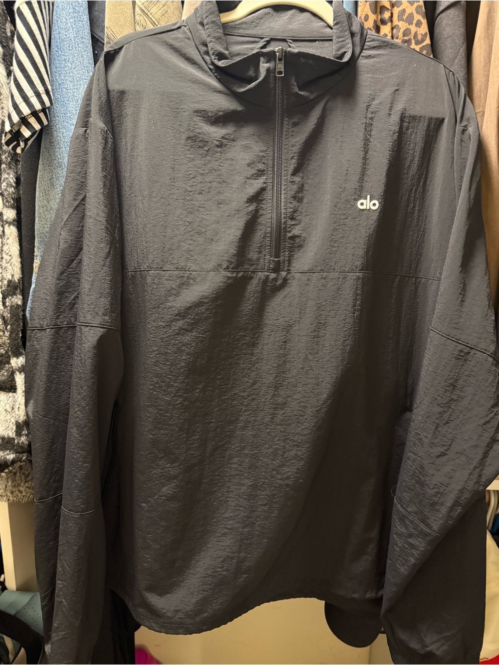 Alo Black Quarter-Zip Windbreaker Jacket
